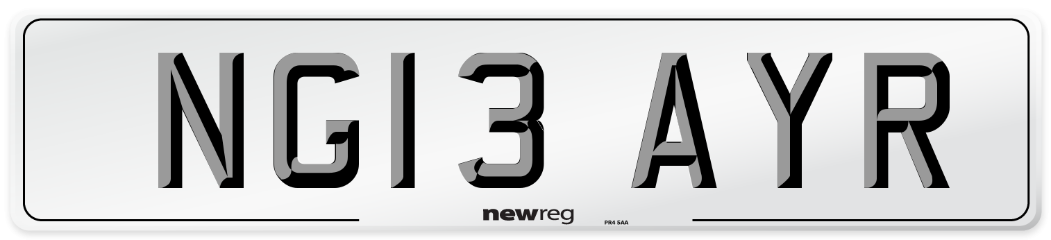 NG13 AYR Number Plate from New Reg